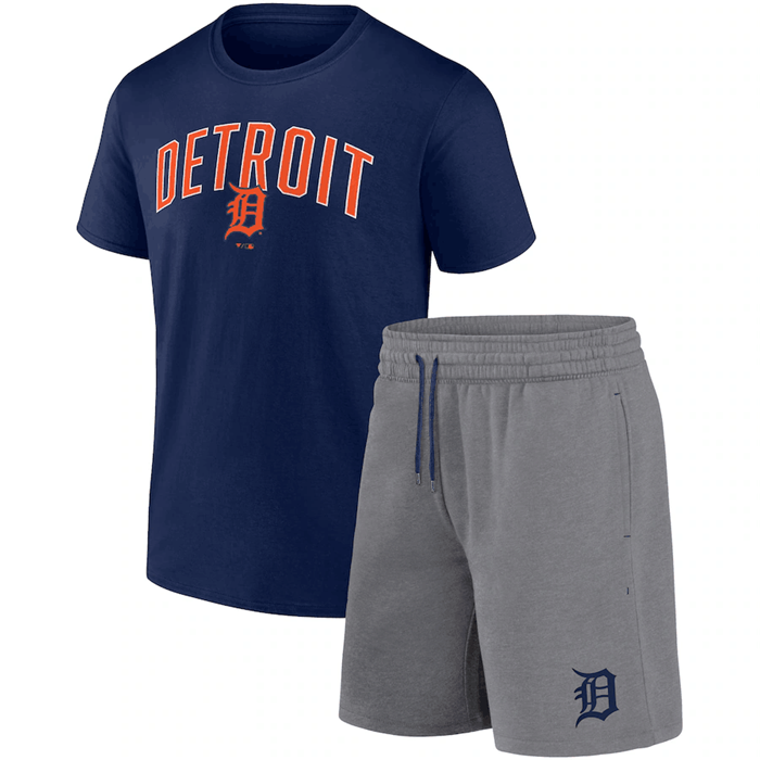 Men's Detroit Tigers Navy/Heather Gray Arch T-Shirt & Shorts Combo Set